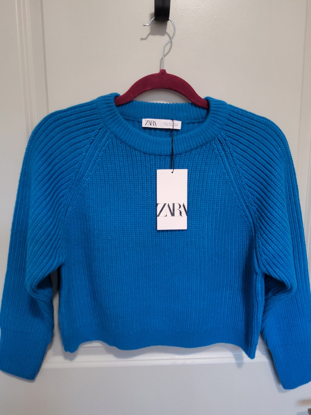Zara Royal Blue Cropped Knit Sweater